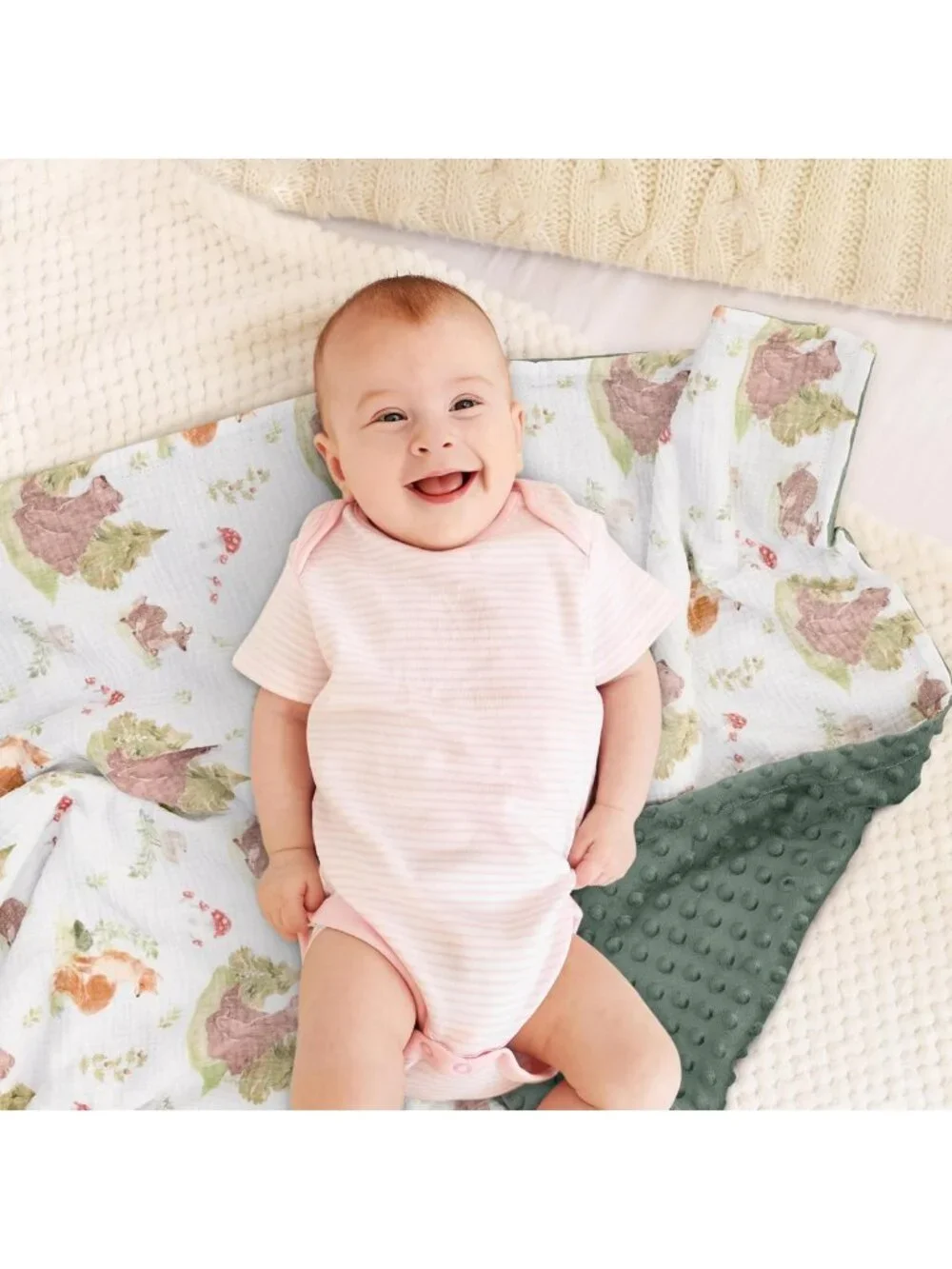 Soft Muslin Baby Blanket for Nursery, Double-Layer Minky Toddler Blanket, 30